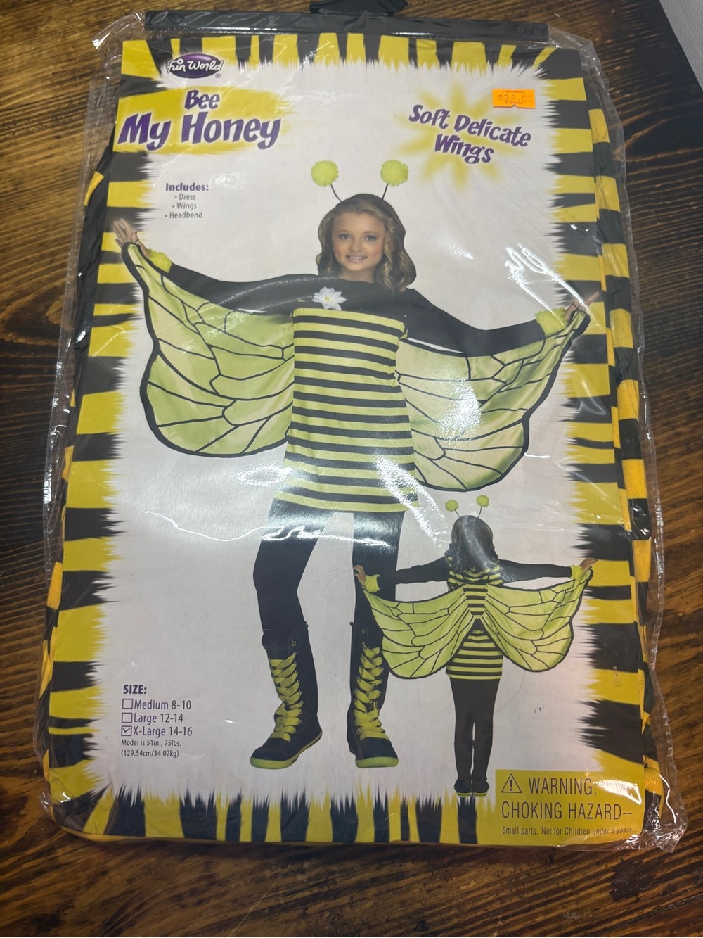Honey Bee Costume Girls Size XL